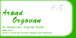 arpad orgovan business card